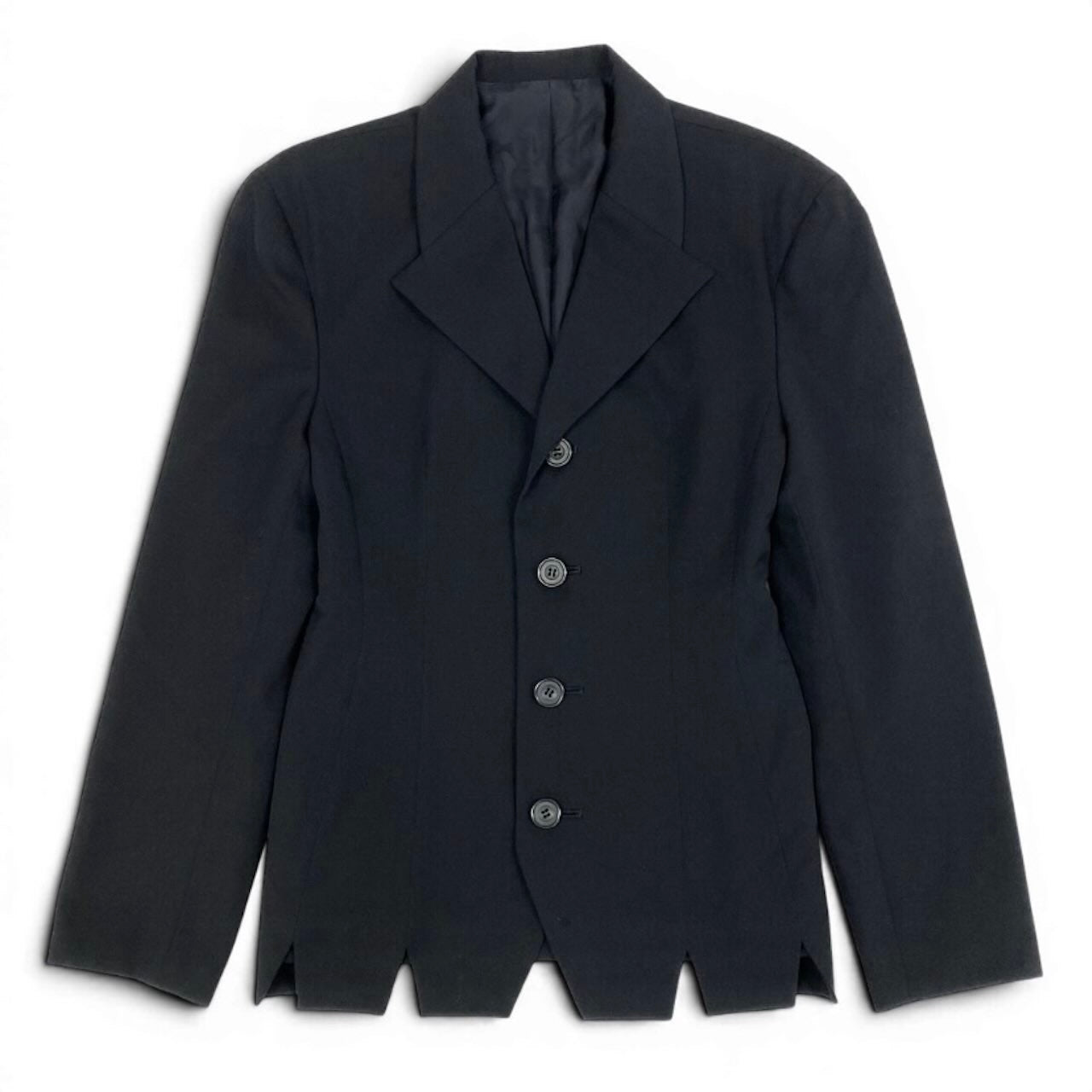 Yohji Yamamoto ヨウジヤマモト Y's ウールジャケット デザインカット ブラック ウール / キュプラ テーラードジャケット レディース B