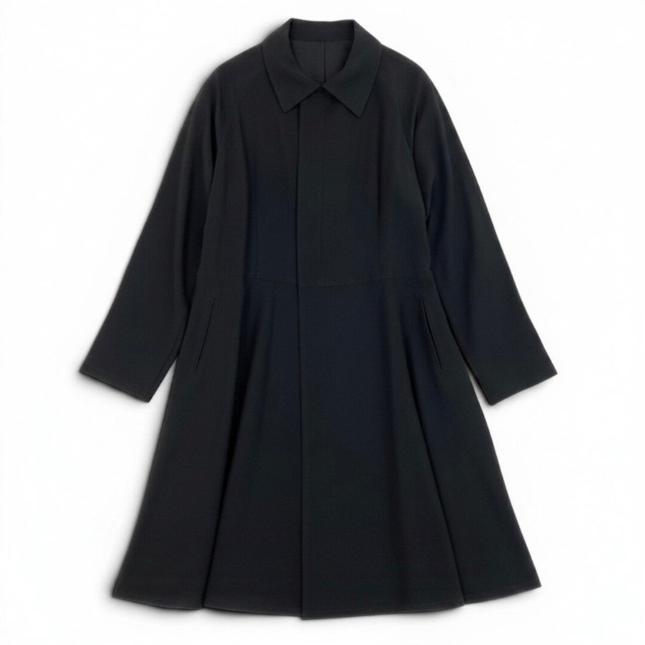Yohji Yamamoto ヨウジヤマモト ハーフジップ シアーロングコート ロングジャケット ブラック ウール その他アウター レディース ABP