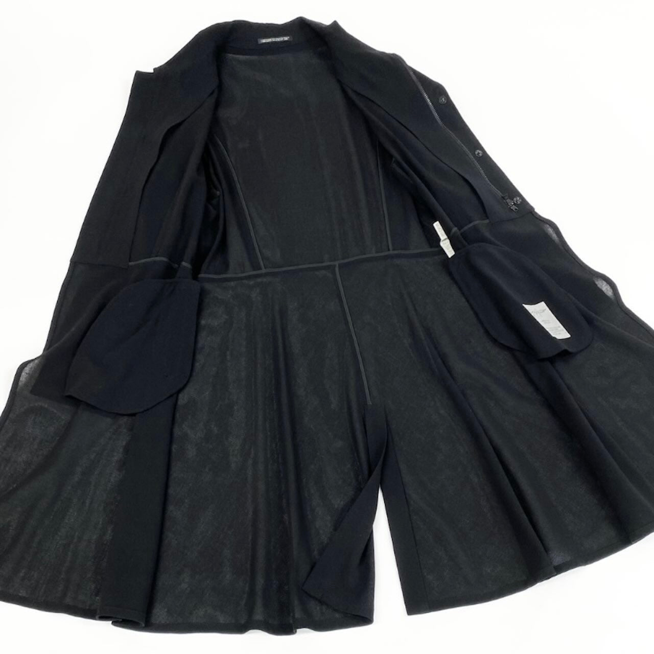 Yohji Yamamoto ヨウジヤマモト ハーフジップ シアーロングコート ロングジャケット ブラック ウール その他アウター レディース ABP