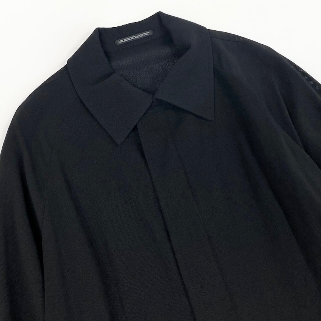 Yohji Yamamoto ヨウジヤマモト ハーフジップ シアーロングコート ロングジャケット ブラック ウール その他アウター レディース ABP