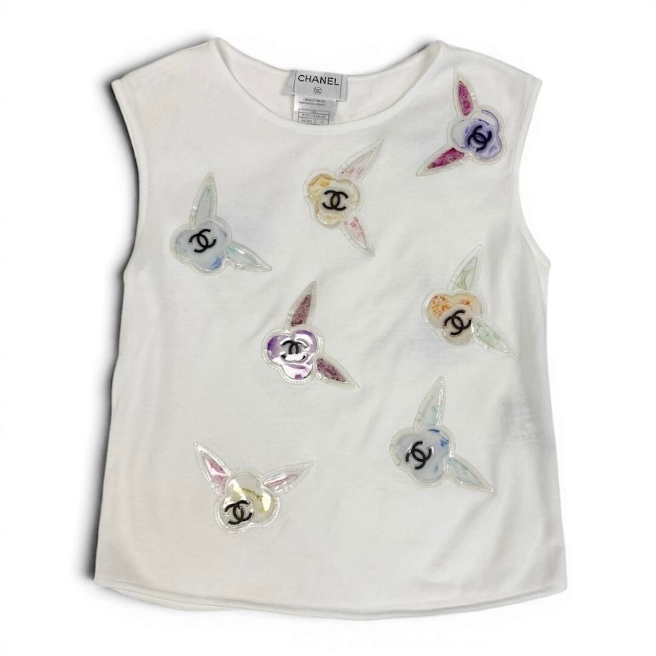 CHANEL シャネル 2000SS ココマーク ホワイト コットン P15725 タンクトップ レディース SA