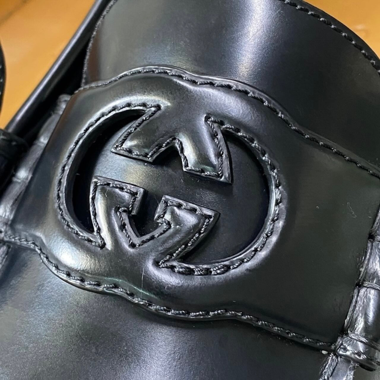GUCCI グッチ インターロッキング GGロゴ シューズ ドレスシューズ ブラック レザー 738470 ローファー メンズ AB