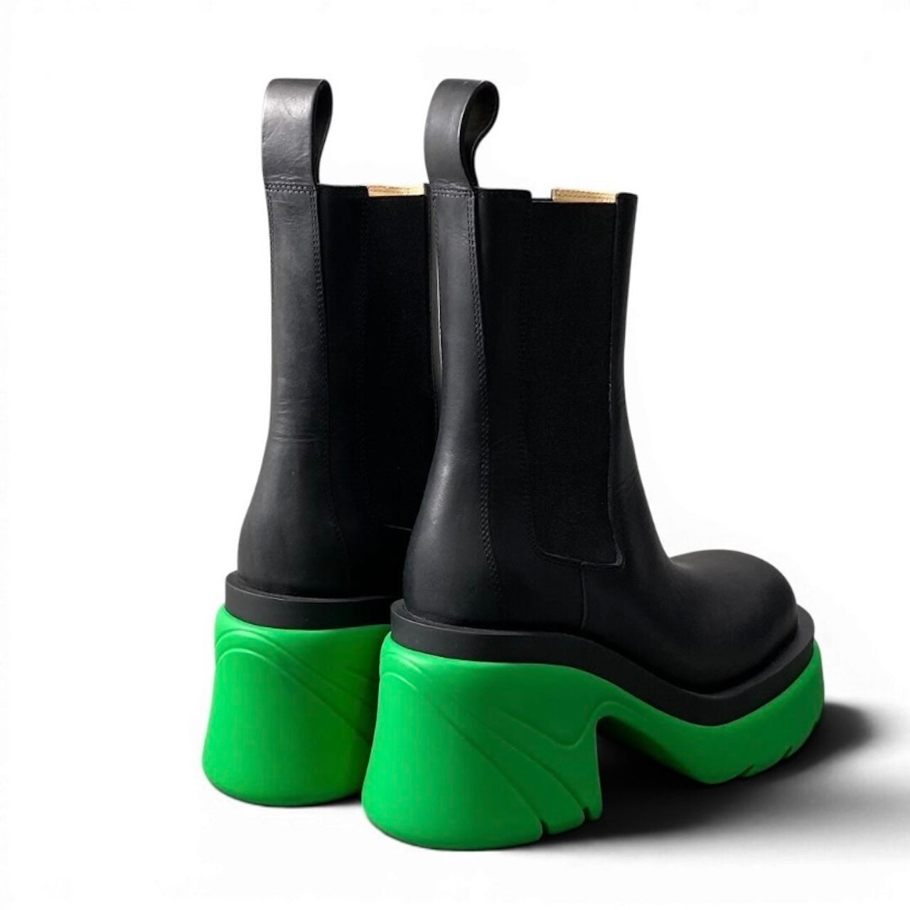 BOTTEGA VENETA ボッテガ・ヴェネタ フラッシュ チェルシーブーツ サイドゴアブーツ 厚底 ブラック グリーン レザー ブーツ レディース B