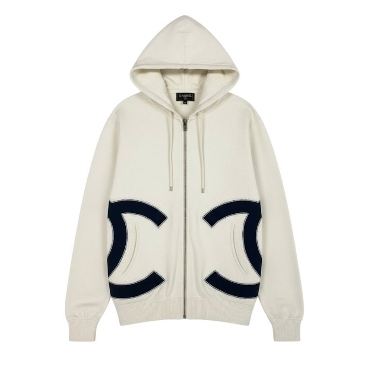 CHANEL シャネル シャネル ココマーク ダブルジップパーカー ビッグロゴ ホワイト ポリエステル / ビスコース P58279K07662 パーカー レディース B