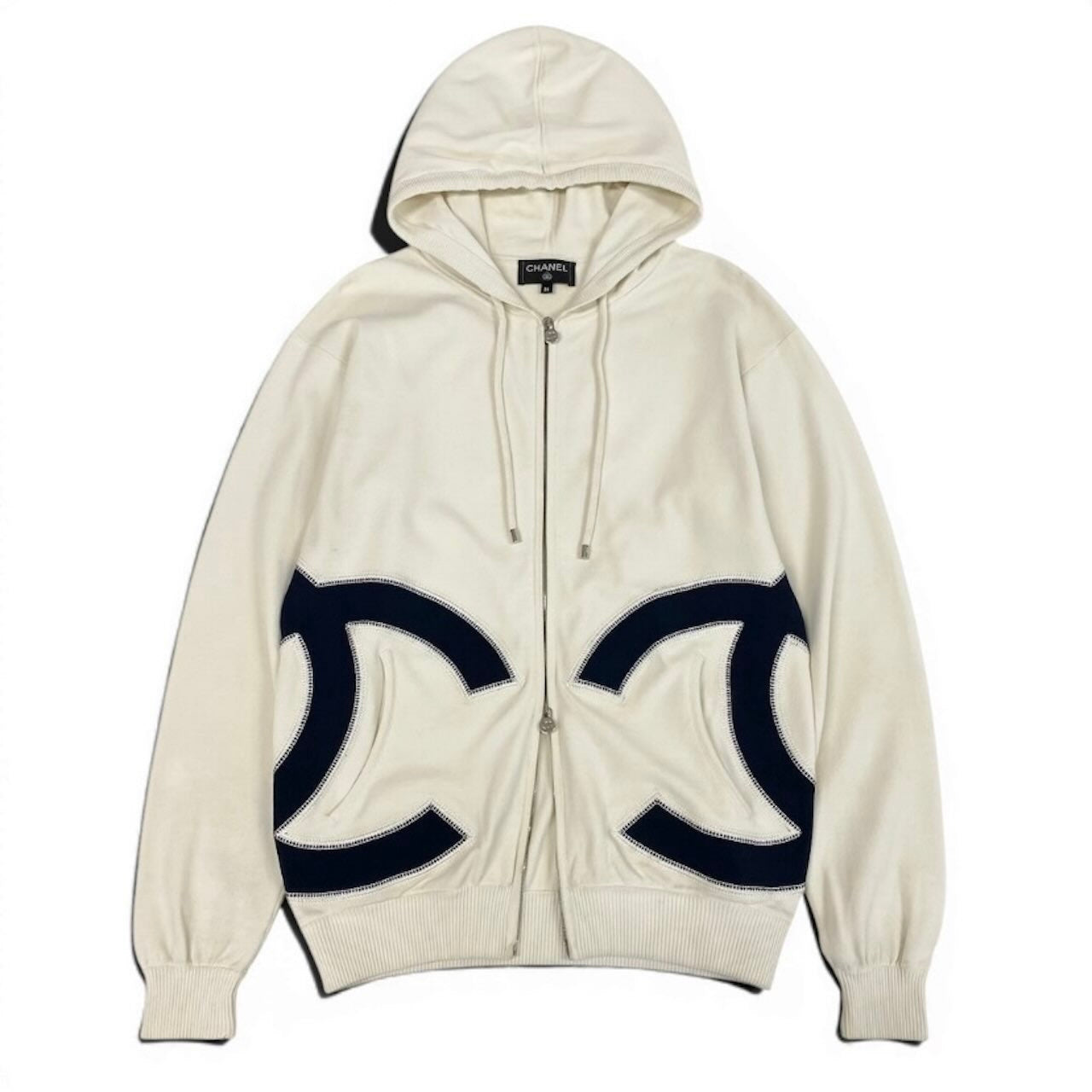 CHANEL シャネル シャネル ココマーク ダブルジップパーカー ビッグロゴ ホワイト ポリエステル / ビスコース P58279K07662 パーカー レディース B