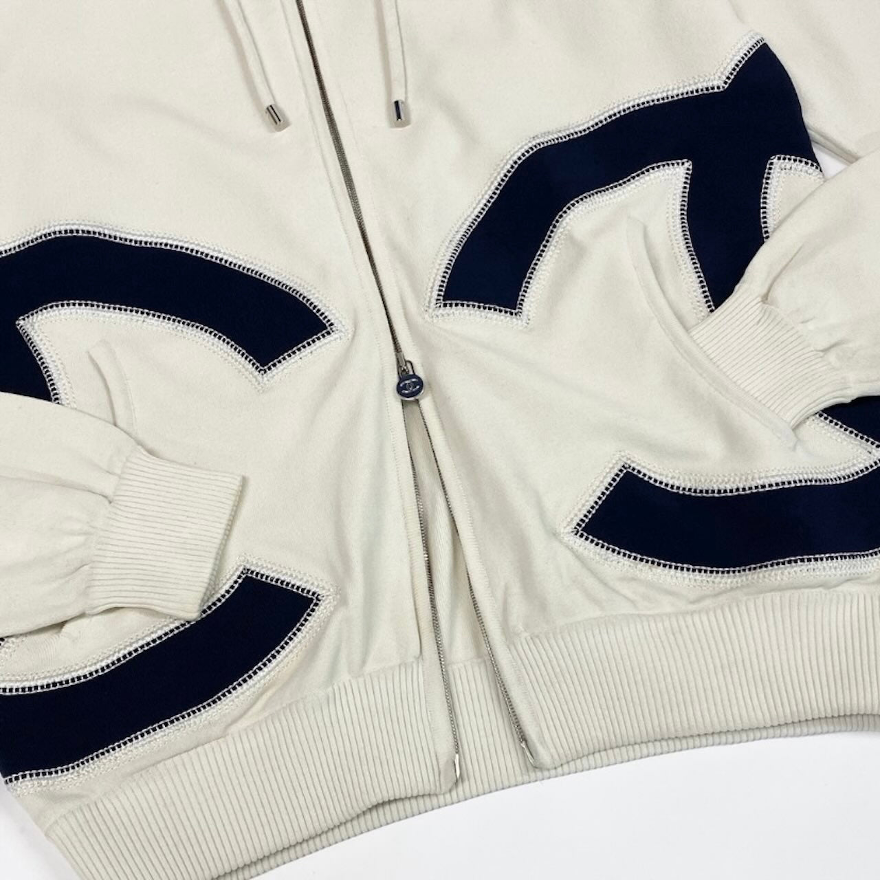 CHANEL シャネル シャネル ココマーク ダブルジップパーカー ビッグロゴ ホワイト ポリエステル / ビスコース P58279K07662 パーカー レディース B