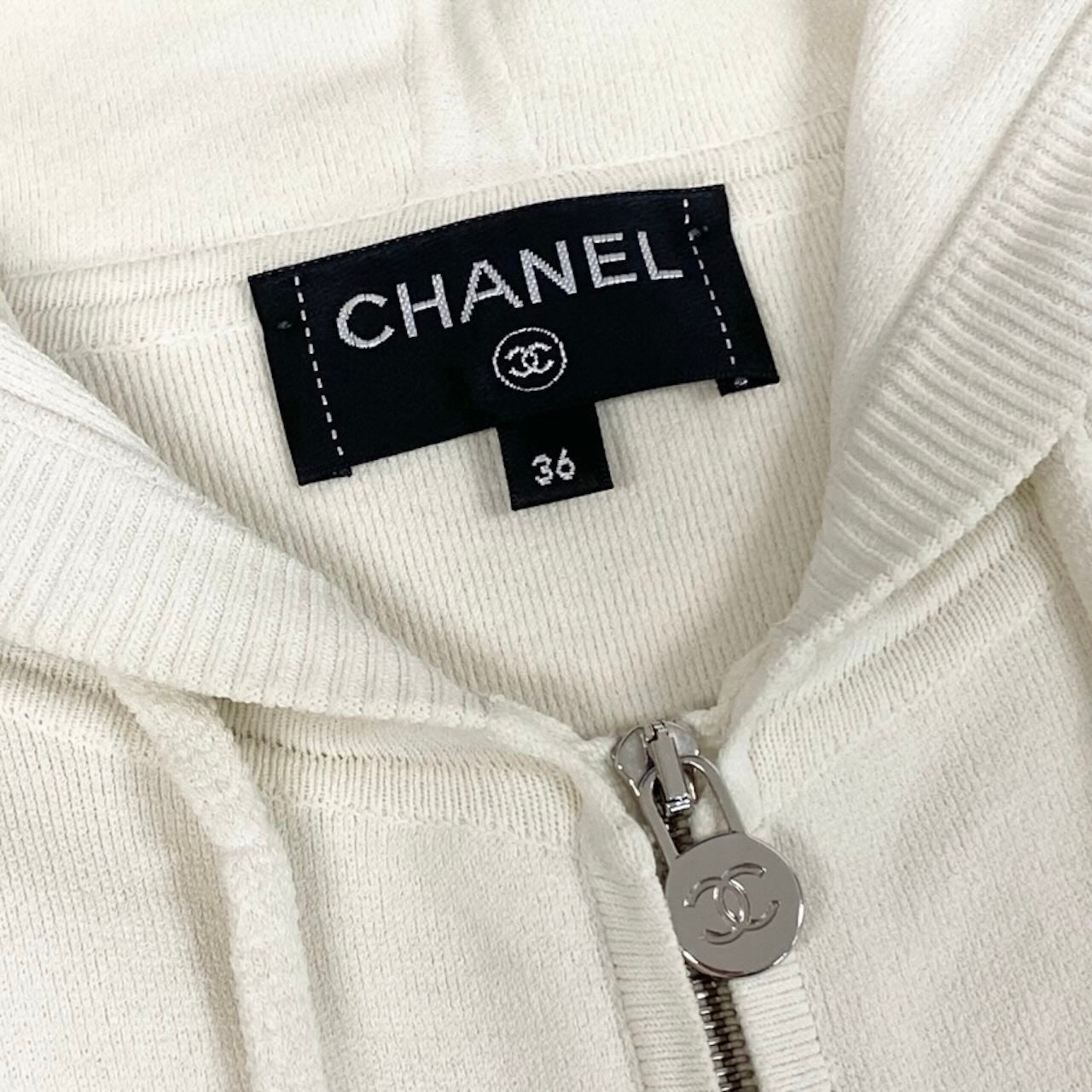 CHANEL シャネル シャネル ココマーク ダブルジップパーカー ビッグロゴ ホワイト ポリエステル / ビスコース P58279K07662 パーカー レディース B