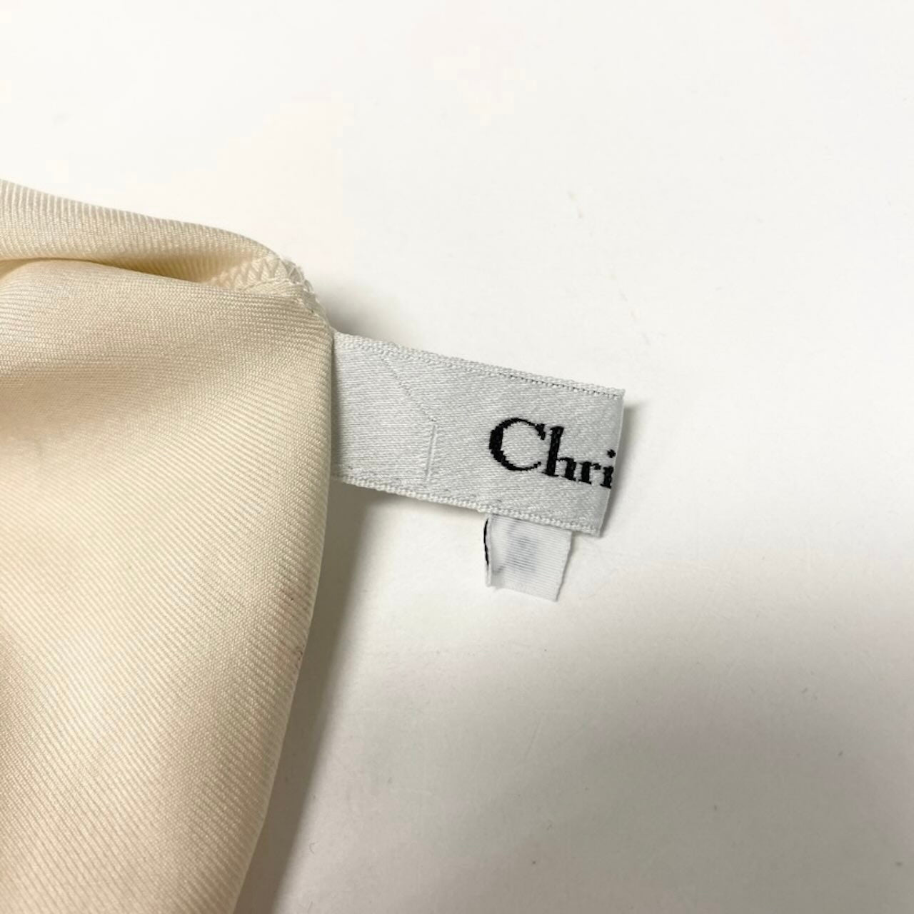 Christian Dior クリスチャンディオール オープンカラー シルクシャツ ロゴ刺繍 ライトベージュ シルク 半袖シャツ レディース B