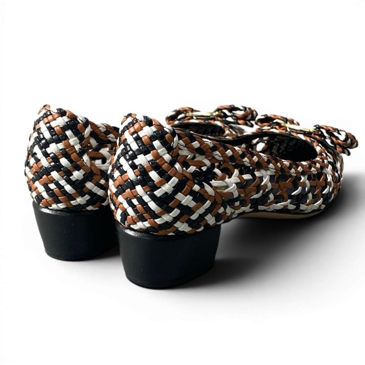 Salvatore Ferragamo サルヴァトーレフェラガモ ヴァラリボンパンプス 編み込み メッシュ シューズ マルチカラー レザー パンプス レディース AB
