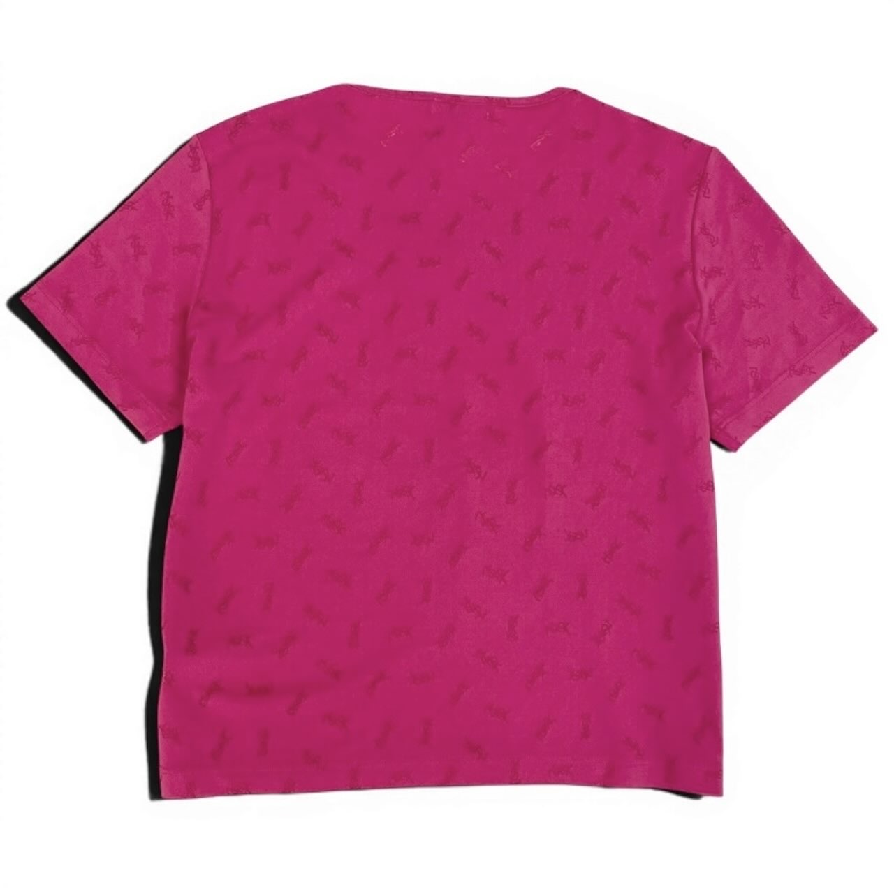 YVES SAINT LAURENT イヴ サンローラン YSLロゴ 半袖Tシャツ カットソー トップス ピンク レーヨン / ポリエステル / ポリウレタン SN50-353 半袖Ｔシャツ レディース S