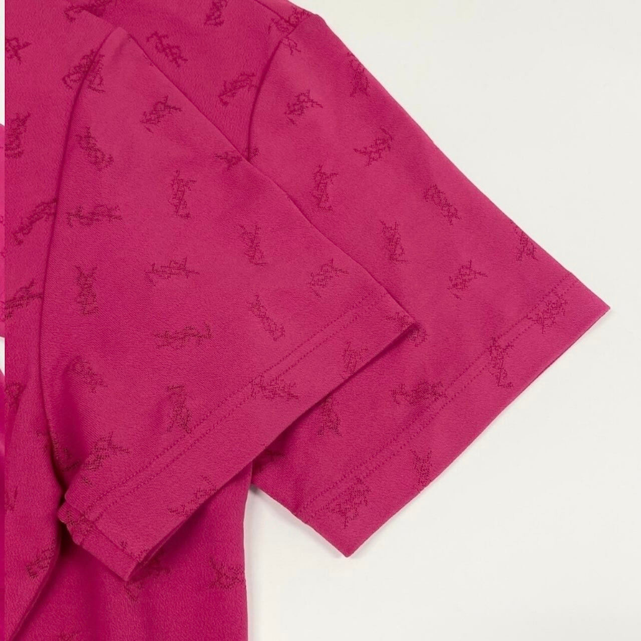 YVES SAINT LAURENT イヴ サンローラン YSLロゴ 半袖Tシャツ カットソー トップス ピンク レーヨン / ポリエステル / ポリウレタン SN50-353 半袖Ｔシャツ レディース S