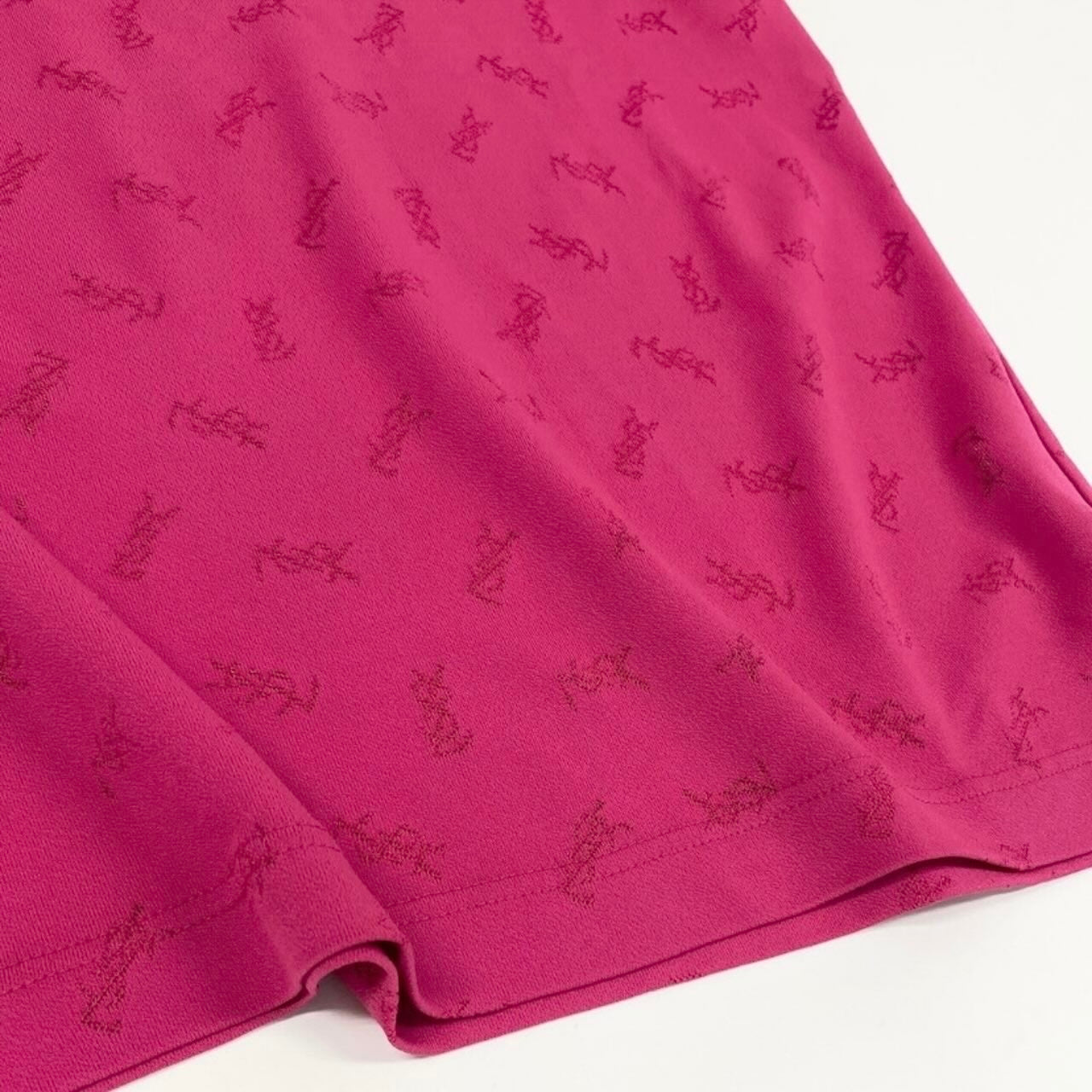 YVES SAINT LAURENT イヴ サンローラン YSLロゴ 半袖Tシャツ カットソー トップス ピンク レーヨン / ポリエステル / ポリウレタン SN50-353 半袖Ｔシャツ レディース S