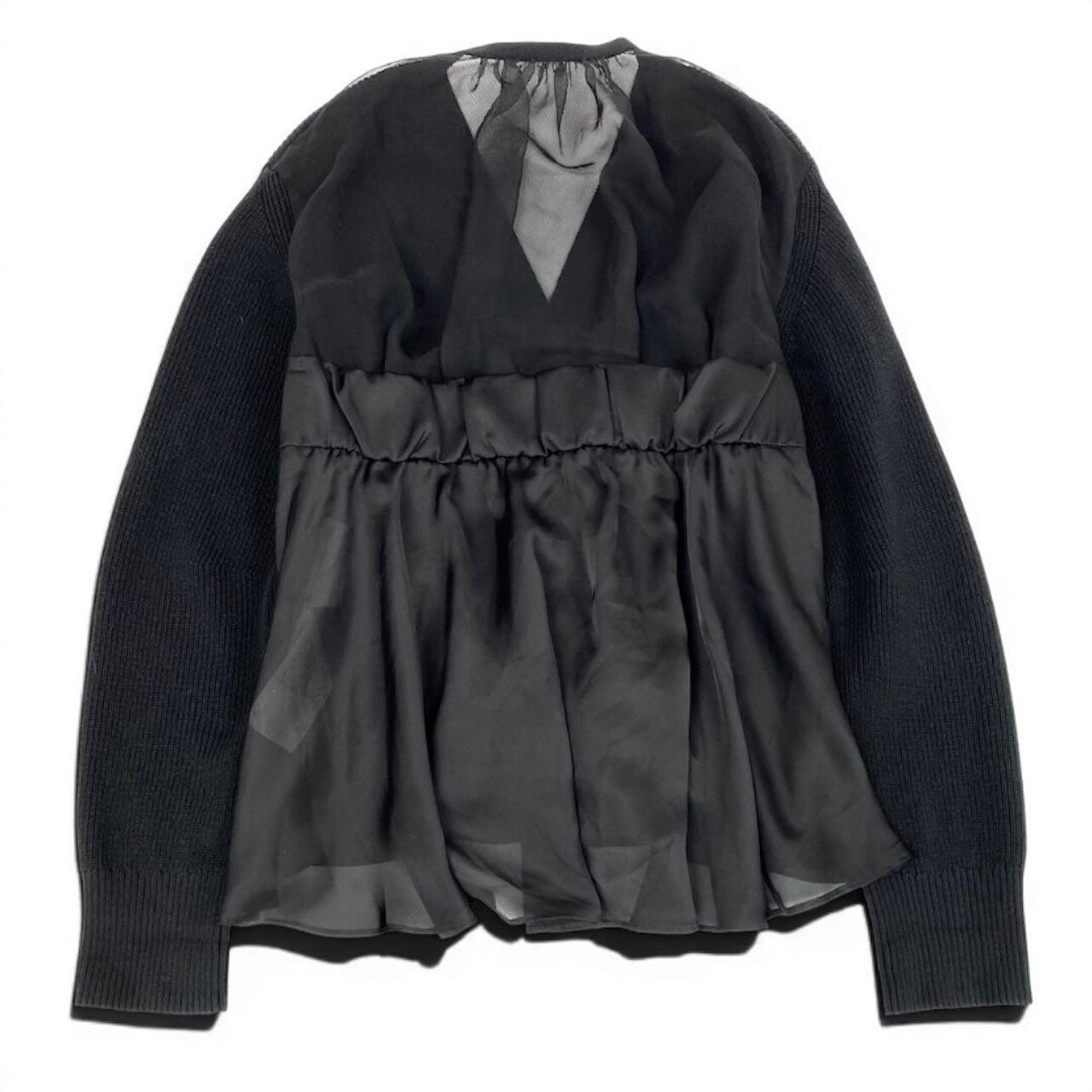 Sacai サカイ ニット サテン カーディガン ロングスリーブ ブラック コットン / ポリエステル 23-06500 カーディガン レディース AB