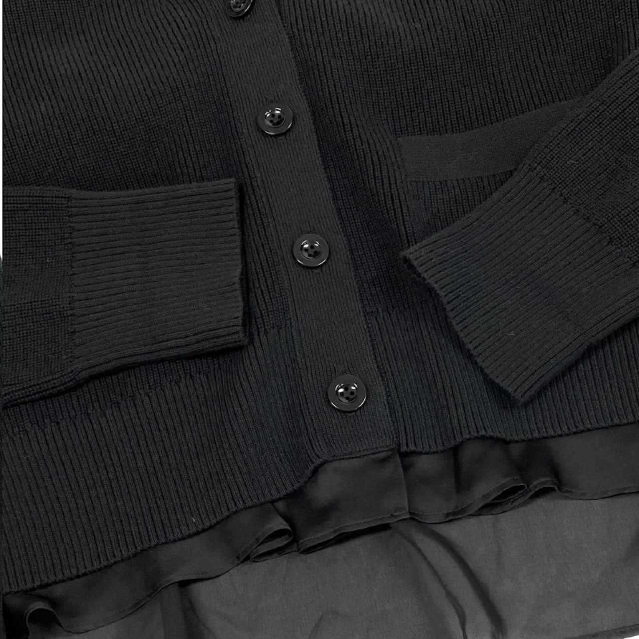 Sacai サカイ ニット サテン カーディガン ロングスリーブ ブラック コットン / ポリエステル 23-06500 カーディガン レディース AB