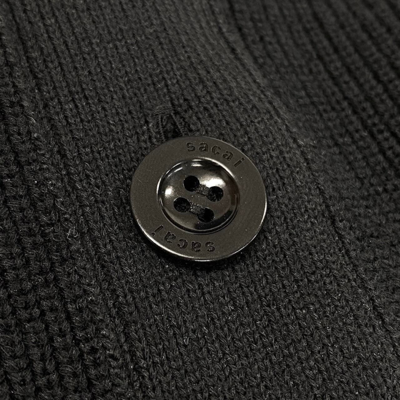 Sacai サカイ ニット サテン カーディガン ロングスリーブ ブラック コットン / ポリエステル 23-06500 カーディガン レディース AB