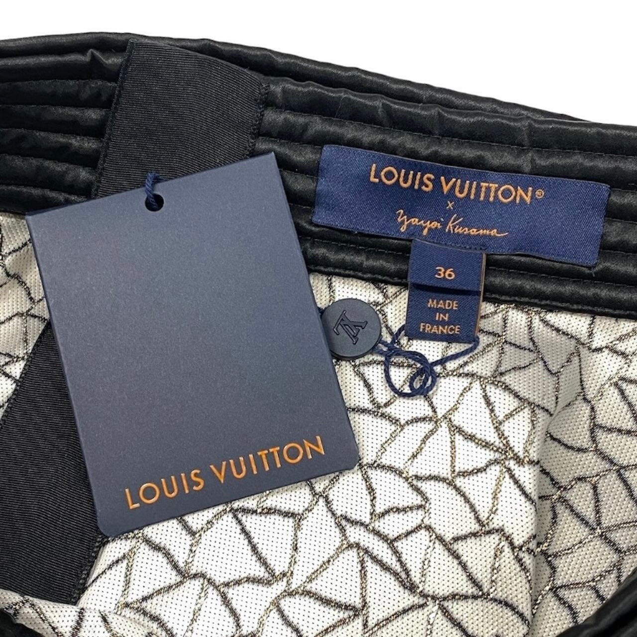 LOUIS VUITTON ルイヴィトン × Yayoi Kusama 草間彌生 フラワースカート ベルト付フレアスカート ブラック シルク / ポリエステル FOSK18 スカート レディース S