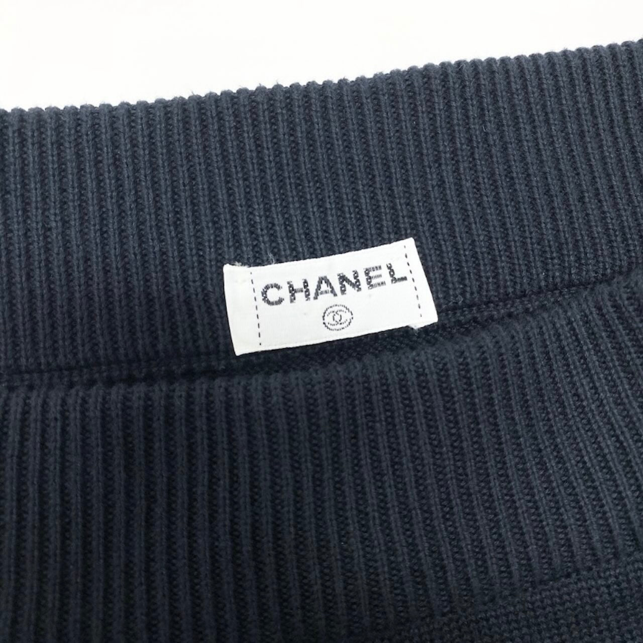 CHANEL シャネル ニットスカート ネイビー コットン スカート レディース AB