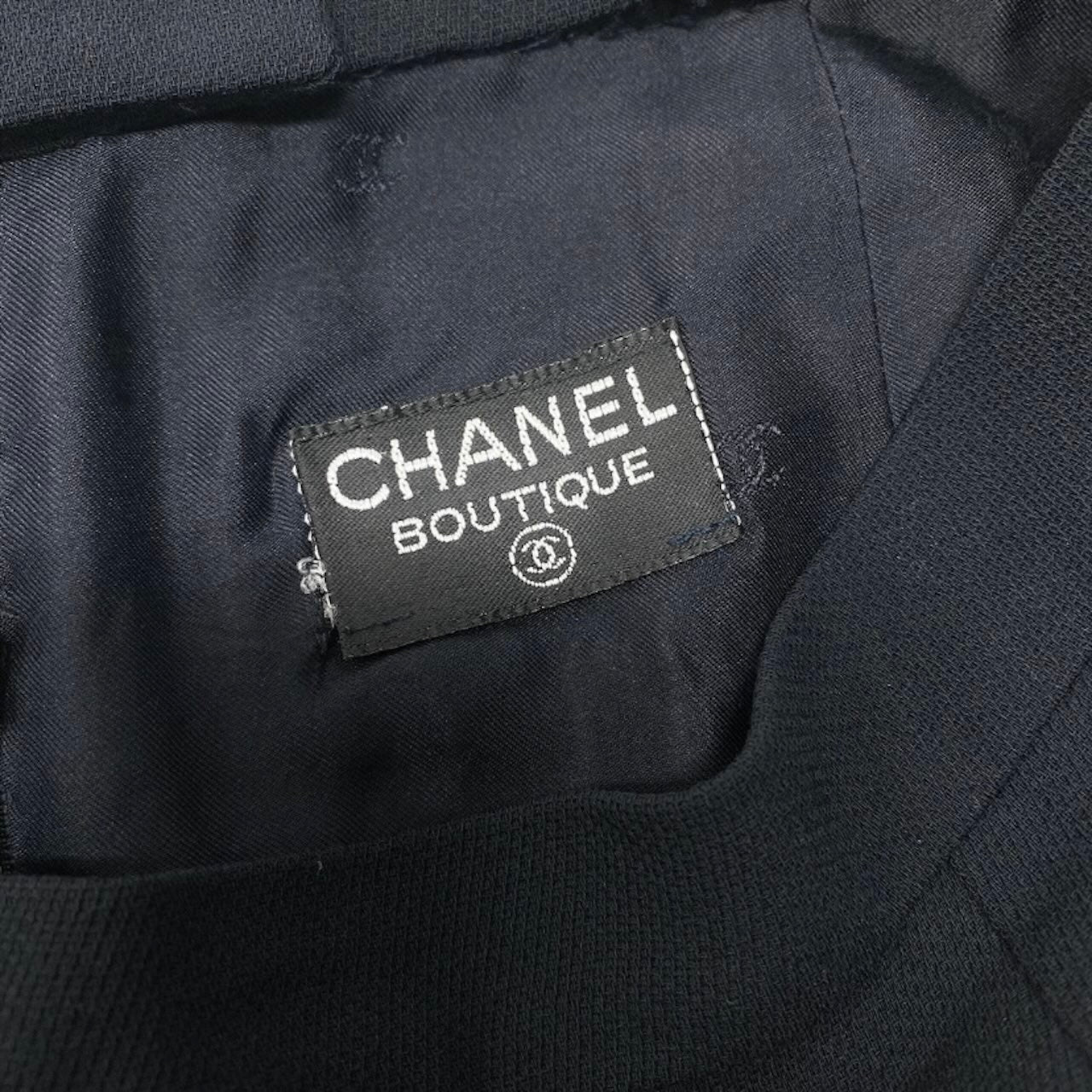 CHANEL シャネル CHANEL BOUTIQUE CCロゴ ネイビー ウール プリーツスカート レディース AB