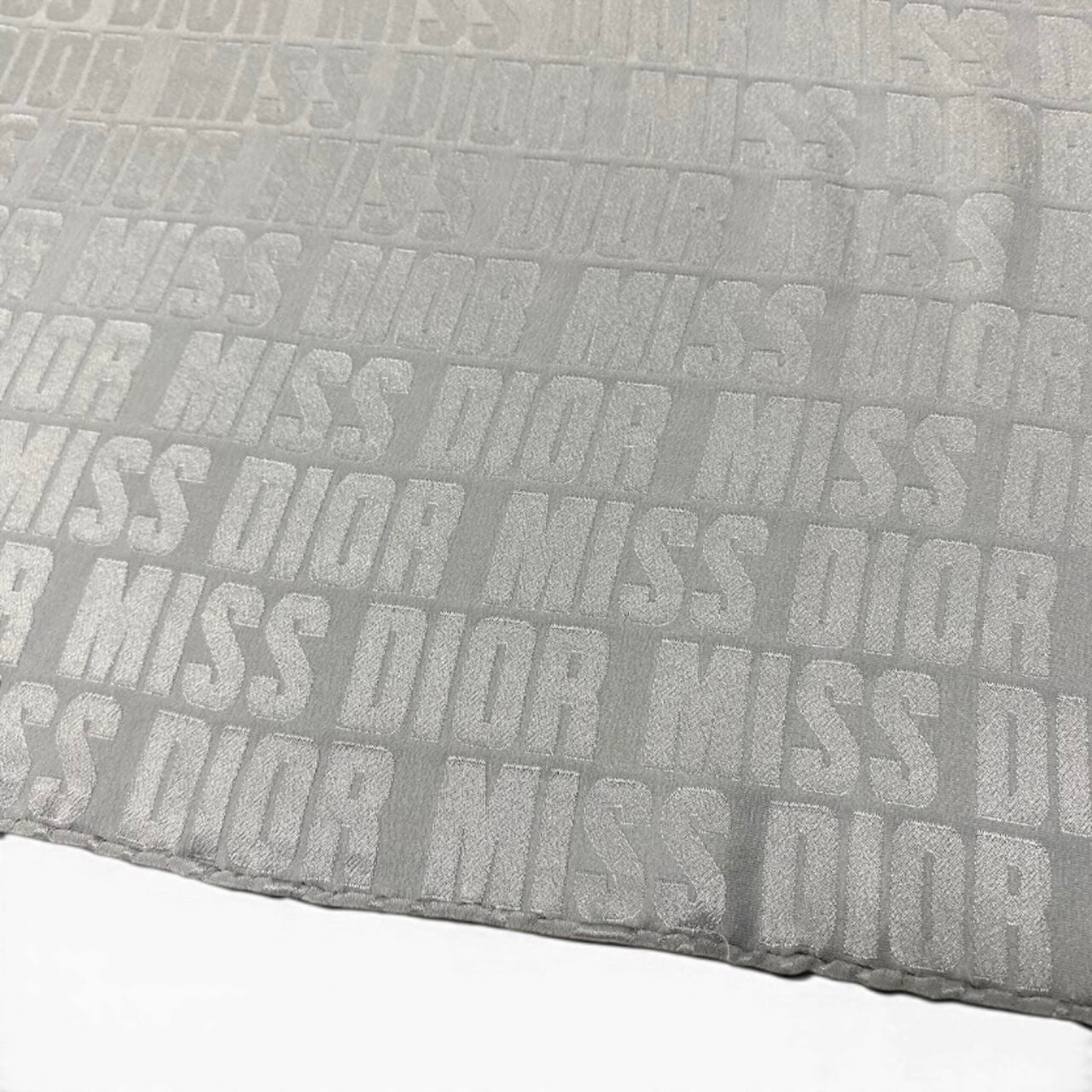 Christian Dior クリスチャンディオール バンダナ ロゴデザイン グレー シルク スカーフ レディース AB