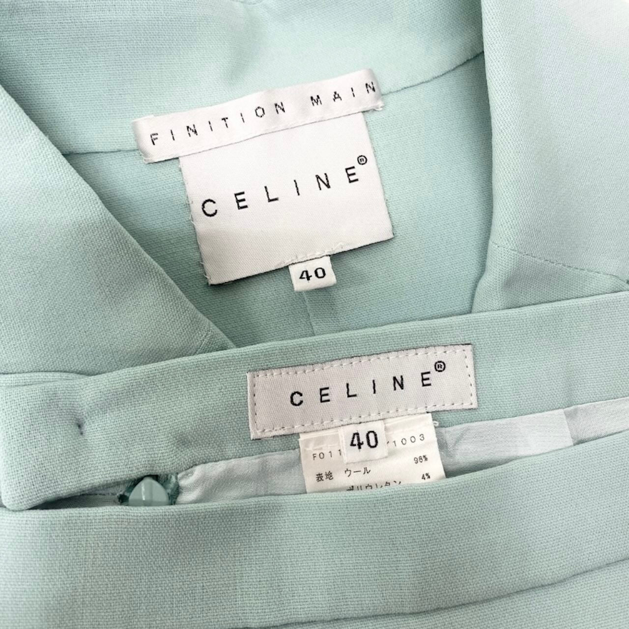 CELINE セリーヌ ブルー ウール / ポリウレタン スカートスーツ レディース BC