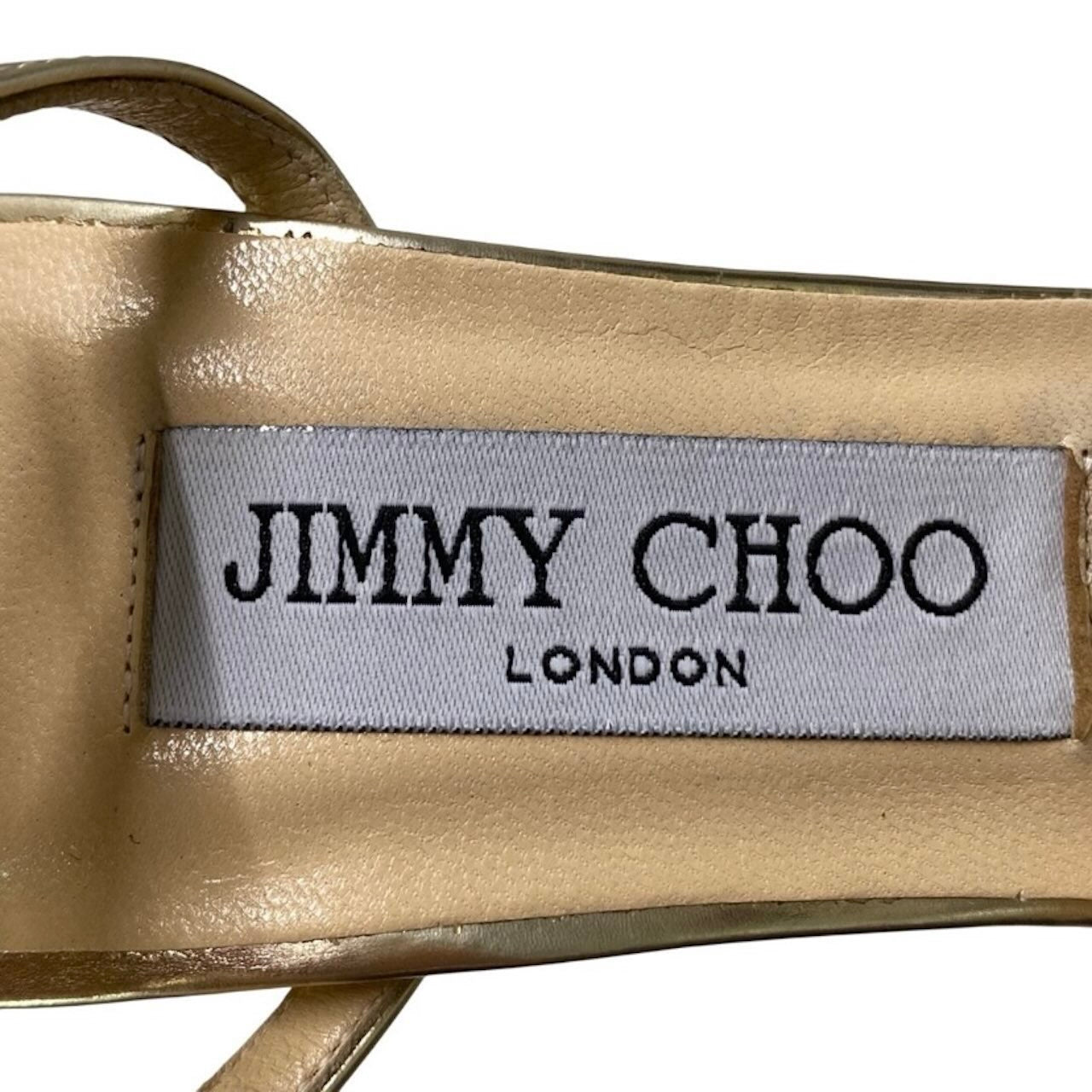 JIMMY CHOO ジミーチュウ メタリックヒールサンダル スエード切替 ゴールド パテントレザー パンプス レディース A