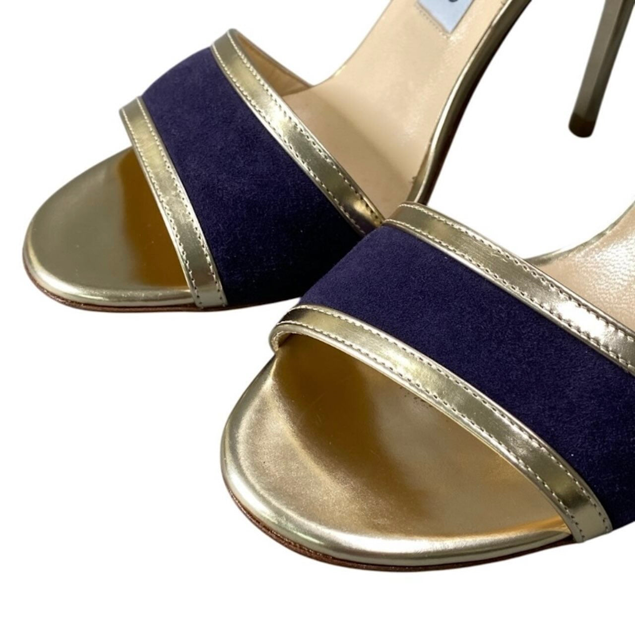 JIMMY CHOO ジミーチュウ メタリックヒールサンダル スエード切替 ゴールド パテントレザー パンプス レディース A