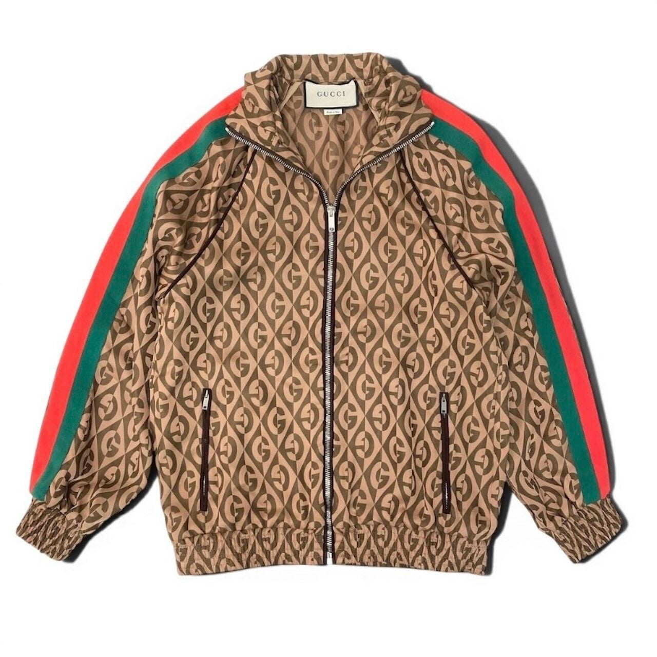 GUCCI グッチ GGランバスパターン ウェブライン ブラウン レーヨン / アセテート トラックジャケット メンズ B