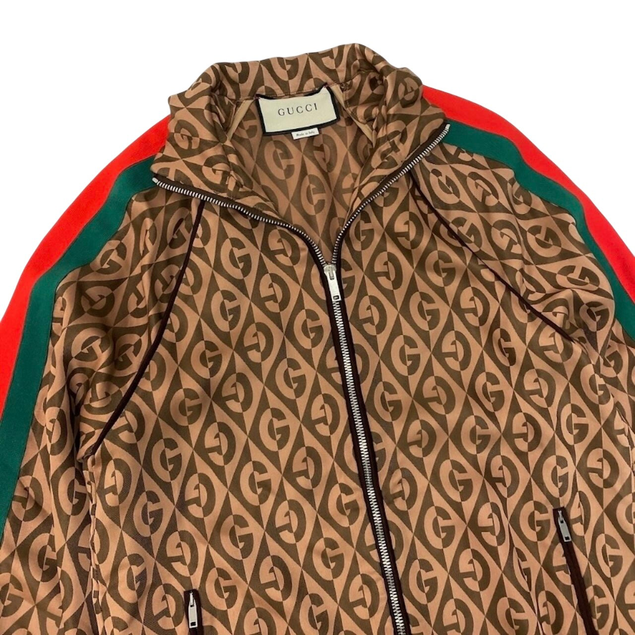 GUCCI グッチ GGランバスパターン ウェブライン ブラウン レーヨン / アセテート トラックジャケット メンズ B