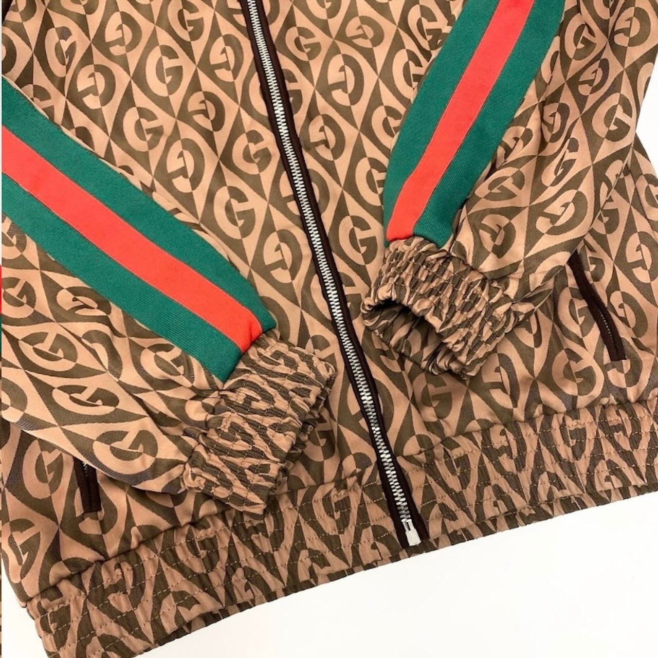 GUCCI グッチ GGランバスパターン ウェブライン ブラウン レーヨン / アセテート トラックジャケット メンズ B