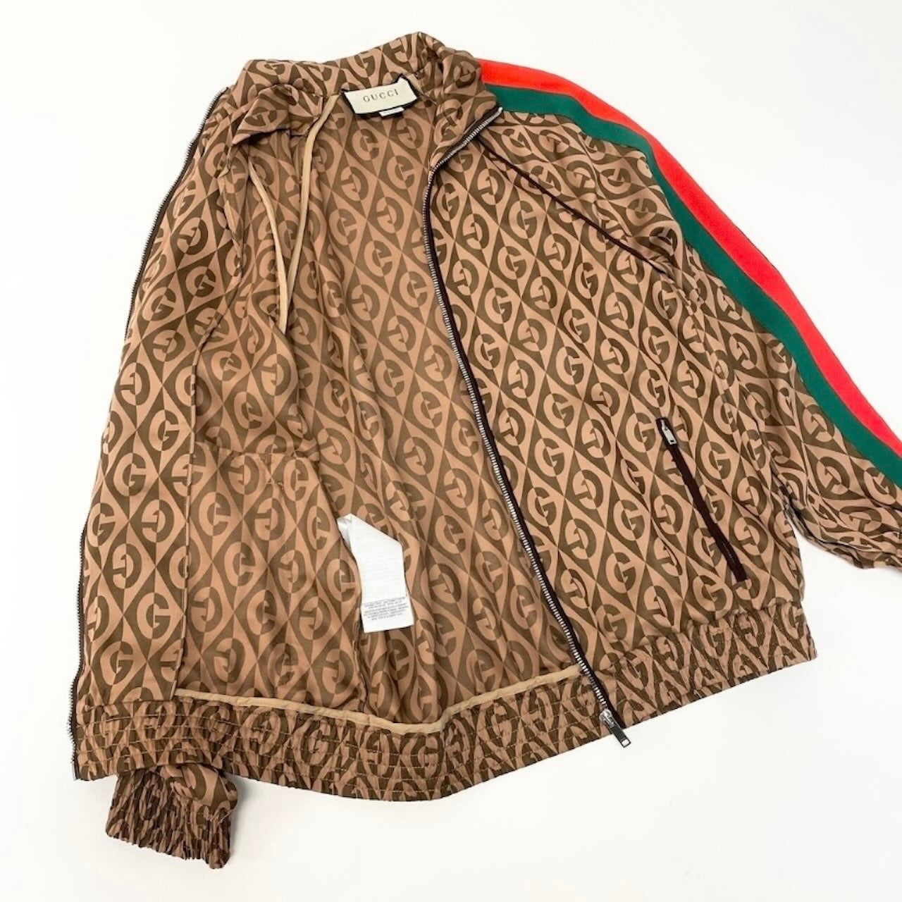 GUCCI グッチ GGランバスパターン ウェブライン ブラウン レーヨン / アセテート トラックジャケット メンズ B
