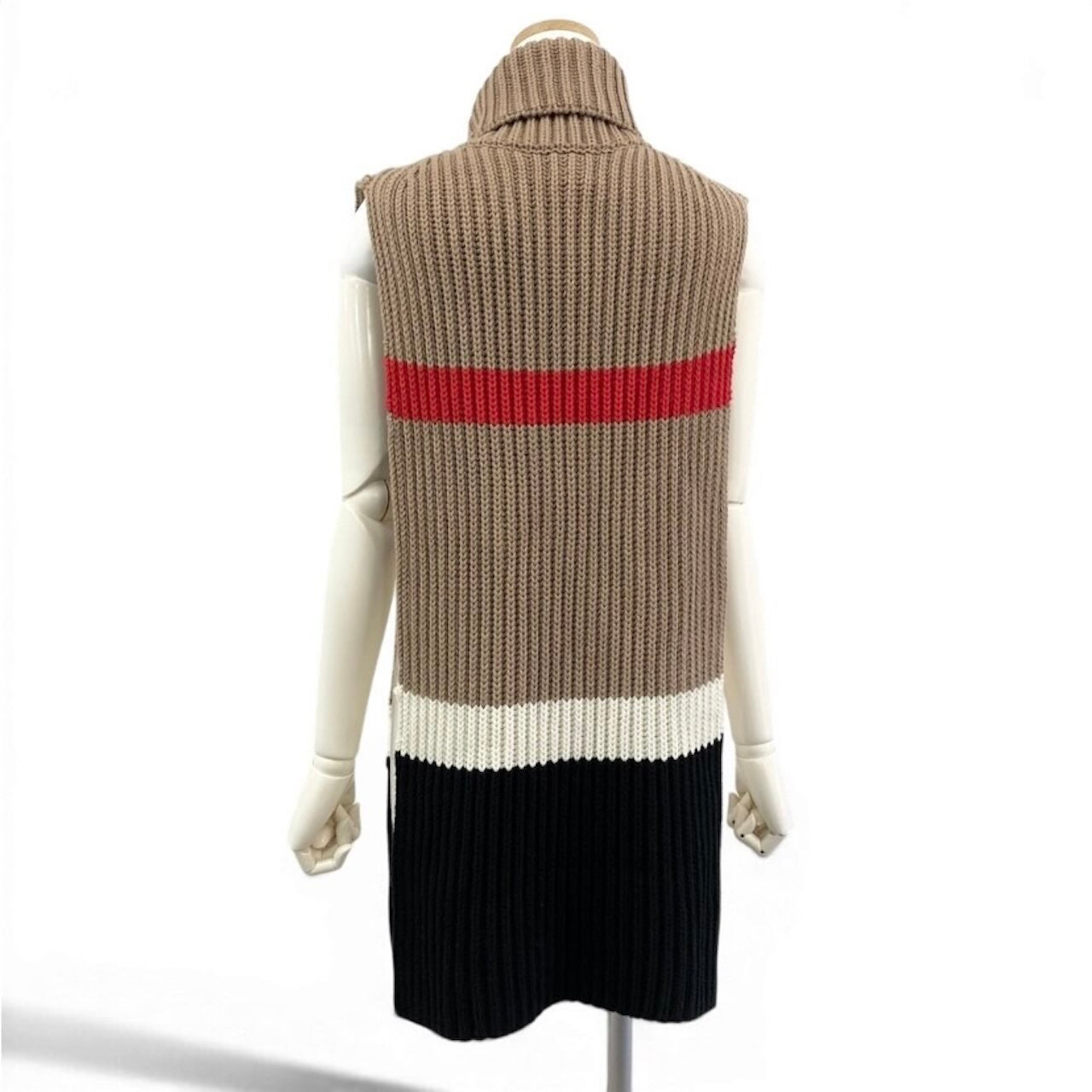 BURBERRY バーバリー タートルネック ケープ ポンチョ ベージュ カシミヤ / コットン ローゲージニット レディース B
