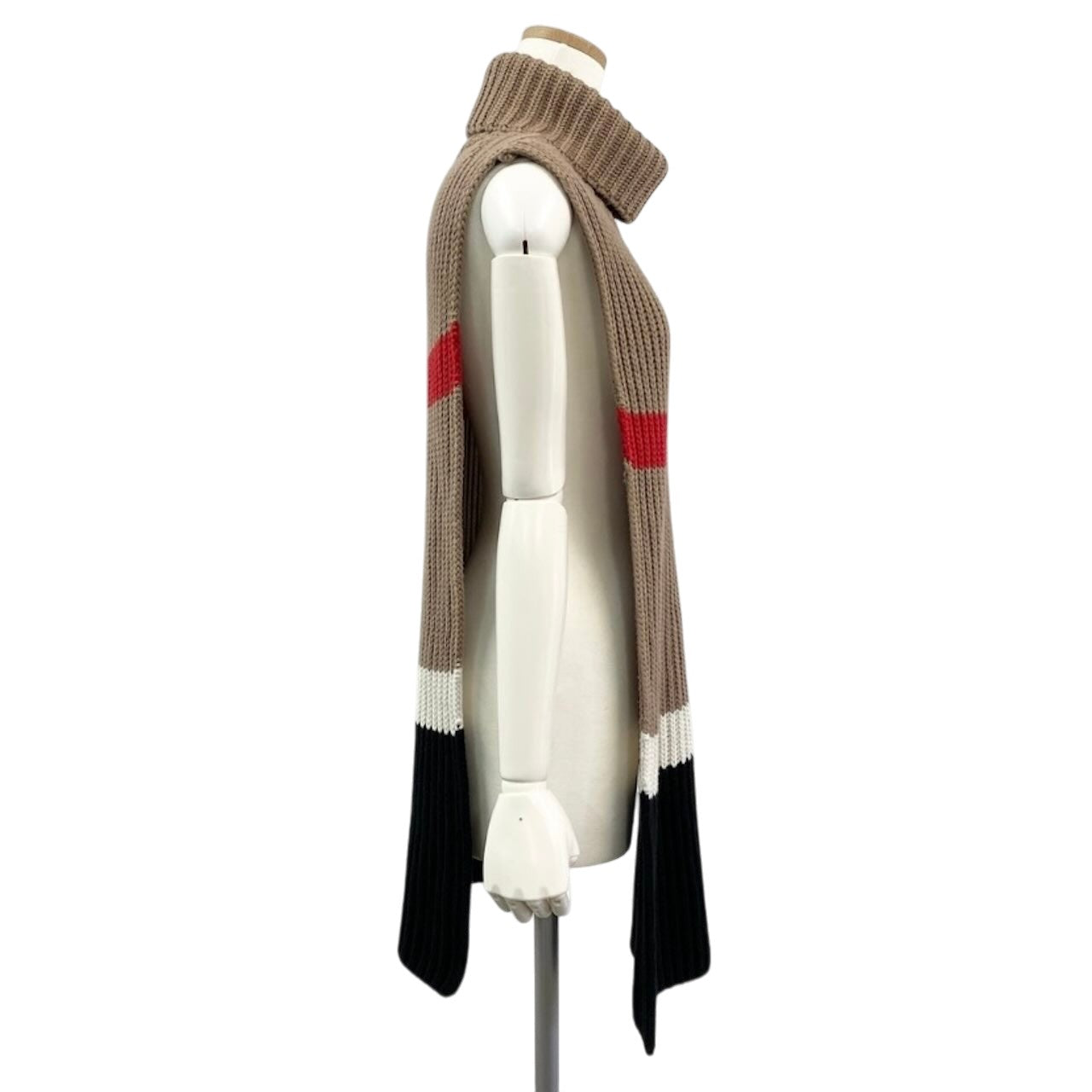 BURBERRY バーバリー タートルネック ケープ ポンチョ ベージュ カシミヤ / コットン ローゲージニット レディース B
