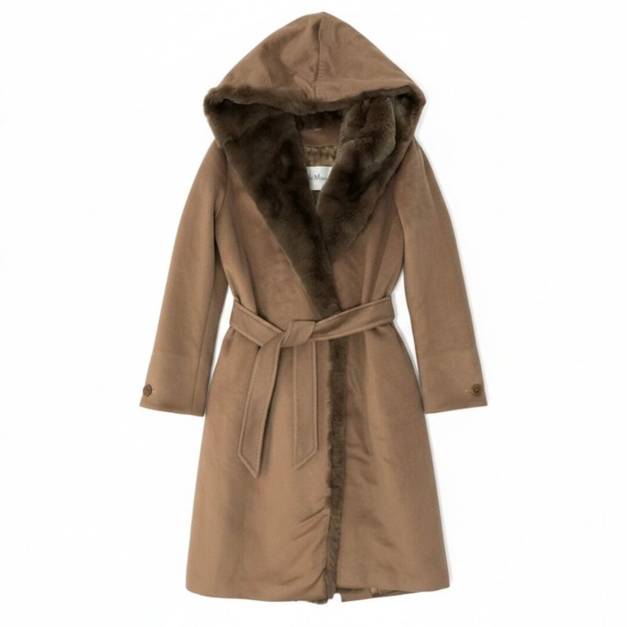 MAX MARA マックスマーラ ブラウン アルパカ / ウール ファーコート ジャケット レディース AB