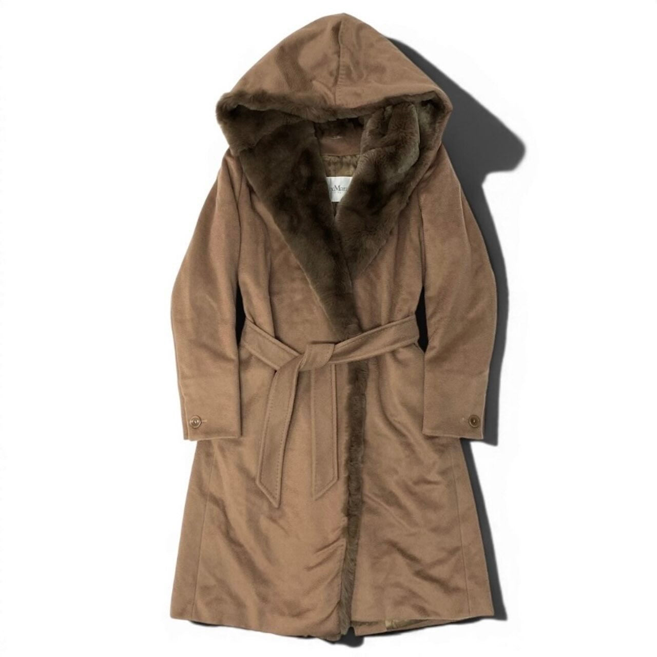 MAX MARA マックスマーラ ブラウン アルパカ / ウール ファーコート ジャケット レディース AB