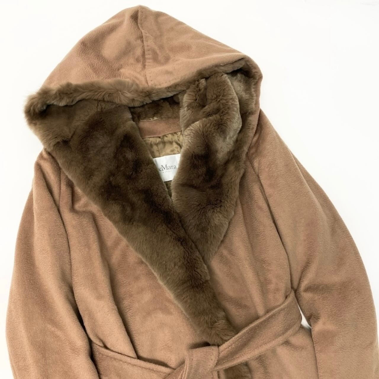 MAX MARA マックスマーラ ブラウン アルパカ / ウール ファーコート ジャケット レディース AB