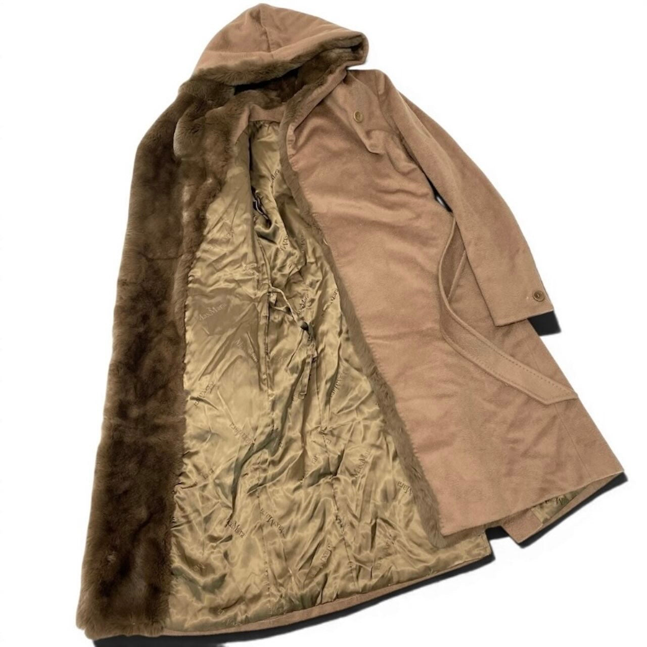 MAX MARA マックスマーラ ブラウン アルパカ / ウール ファーコート ジャケット レディース AB