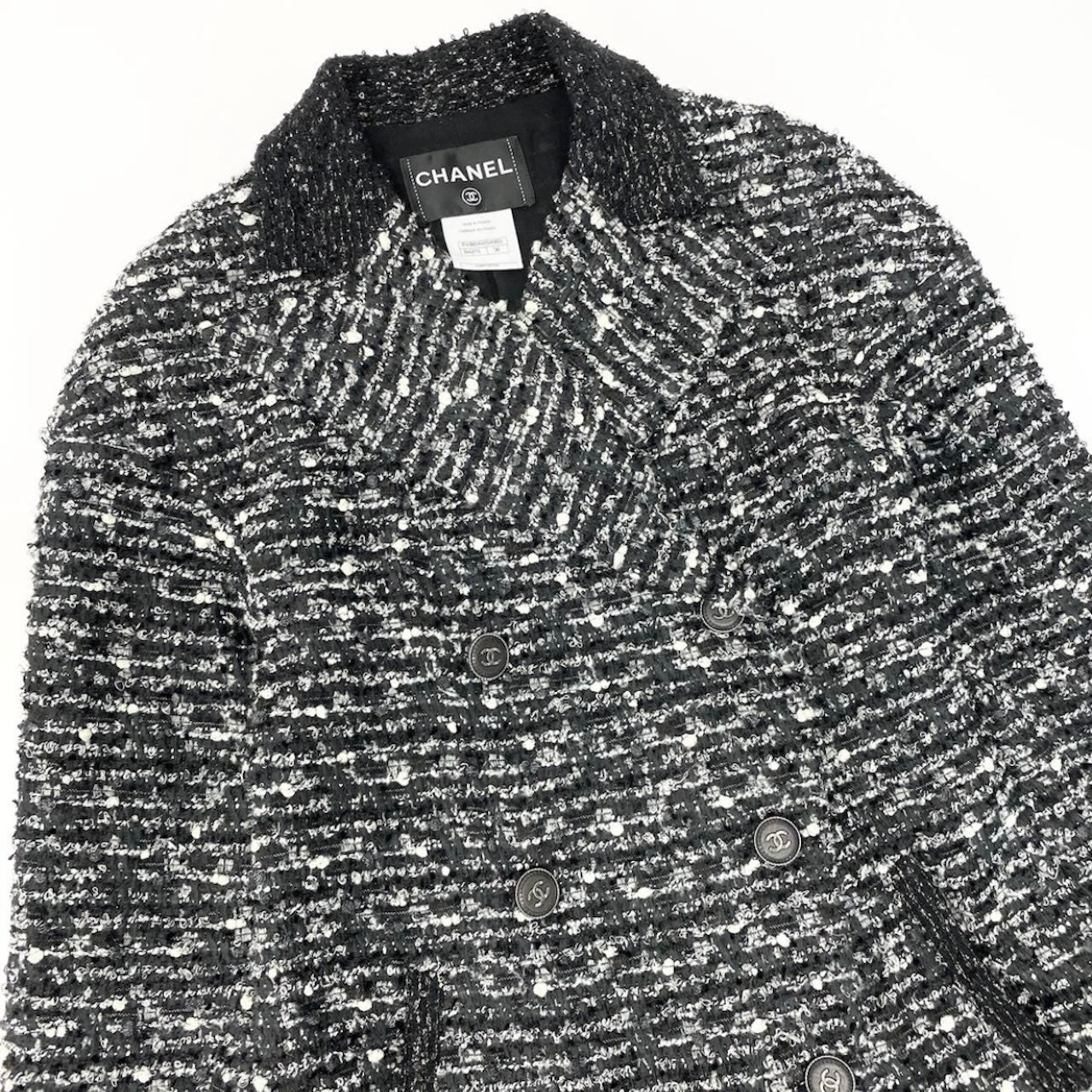 CHANEL シャネル P41804W04950 ツイードコート ジャケット ココマーク ダブルブレスト グレー シルク / ウール / ナイロン アクリル その他アウター レディース AB