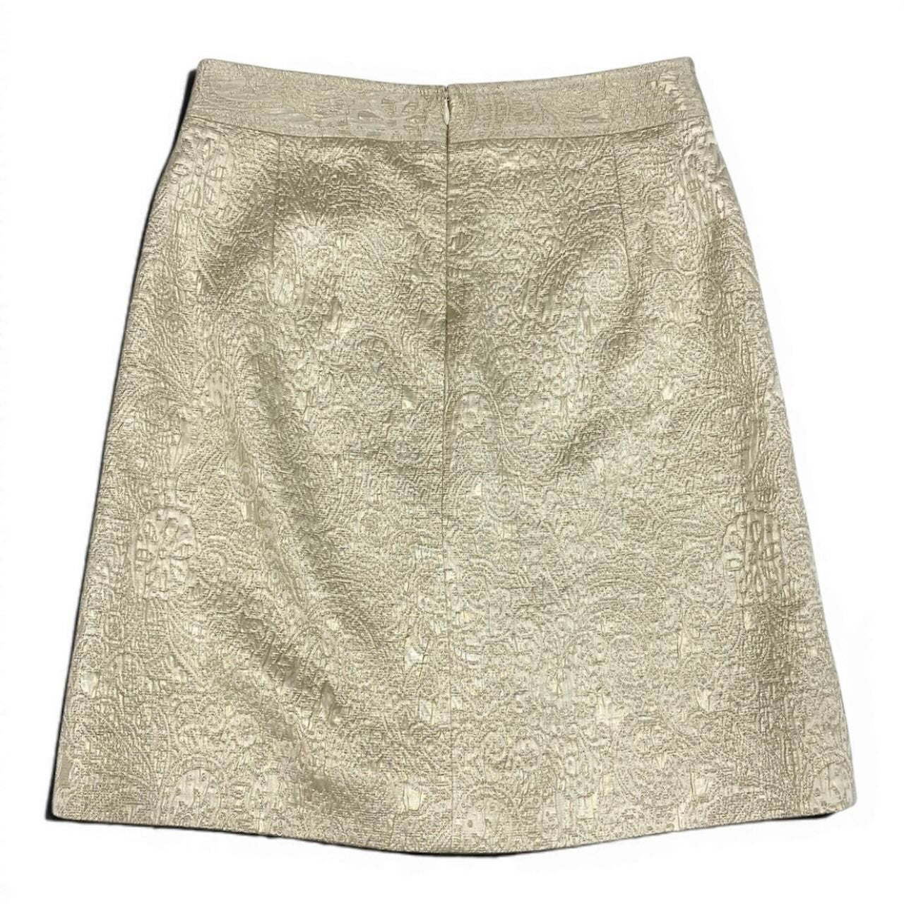 DOLCE&GABBANA ドルチェアンドガッバーナ ジャガード 膝丈 フロントポケット オフホワイト ゴールド金具 コットン / シルク / ポリエステル タイトスカート レディース ABP
