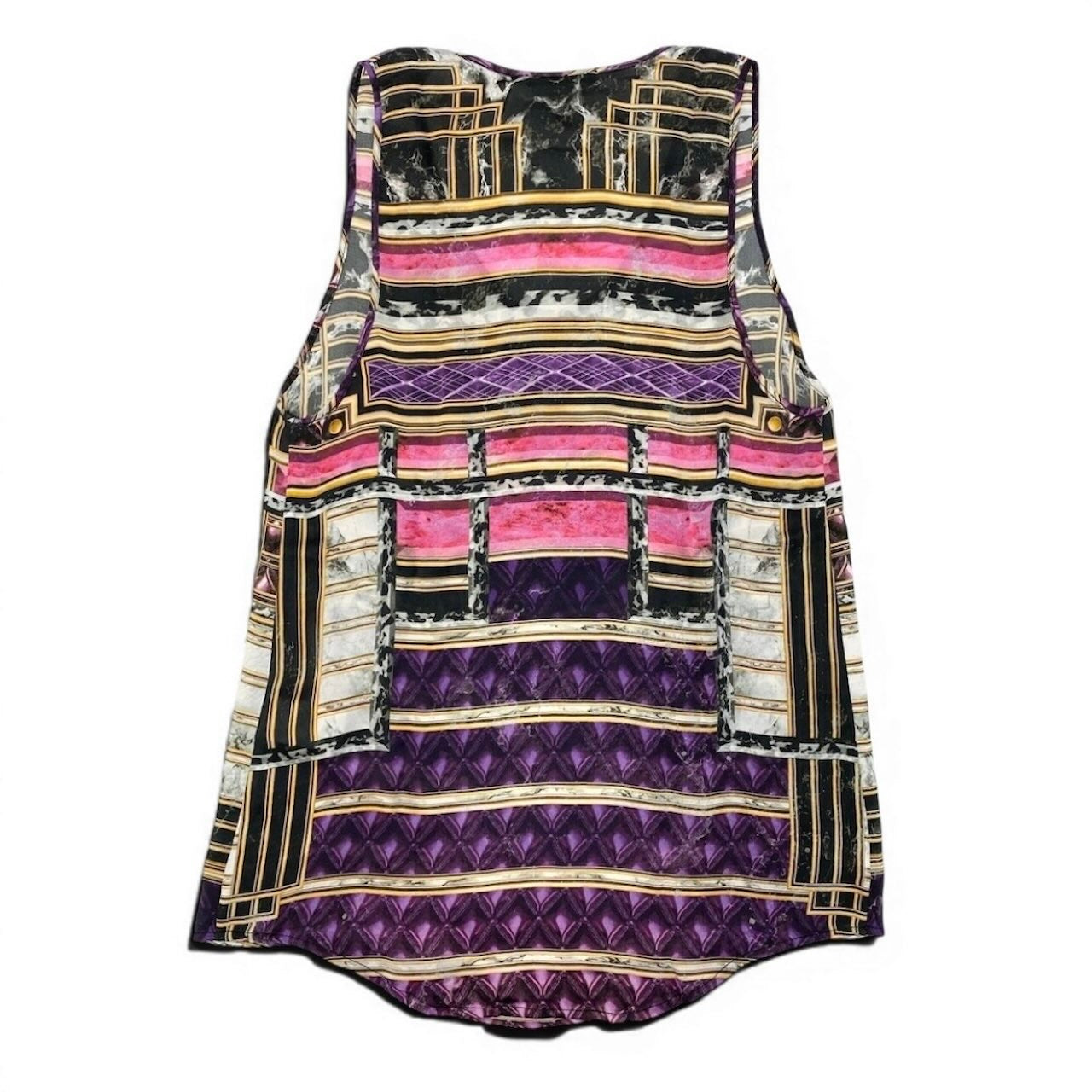 BALMAIN バルマン ノースリーブ シルクシアートップ パープル マルチカラー シルク その他トップス レディース AB