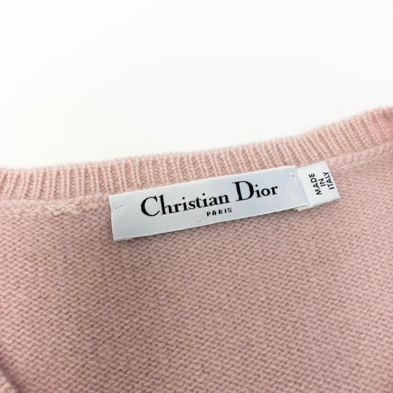 Christian Dior クリスチャンディオール ビジュー ニットトップ ピンク カシミヤ ニット レディース AB