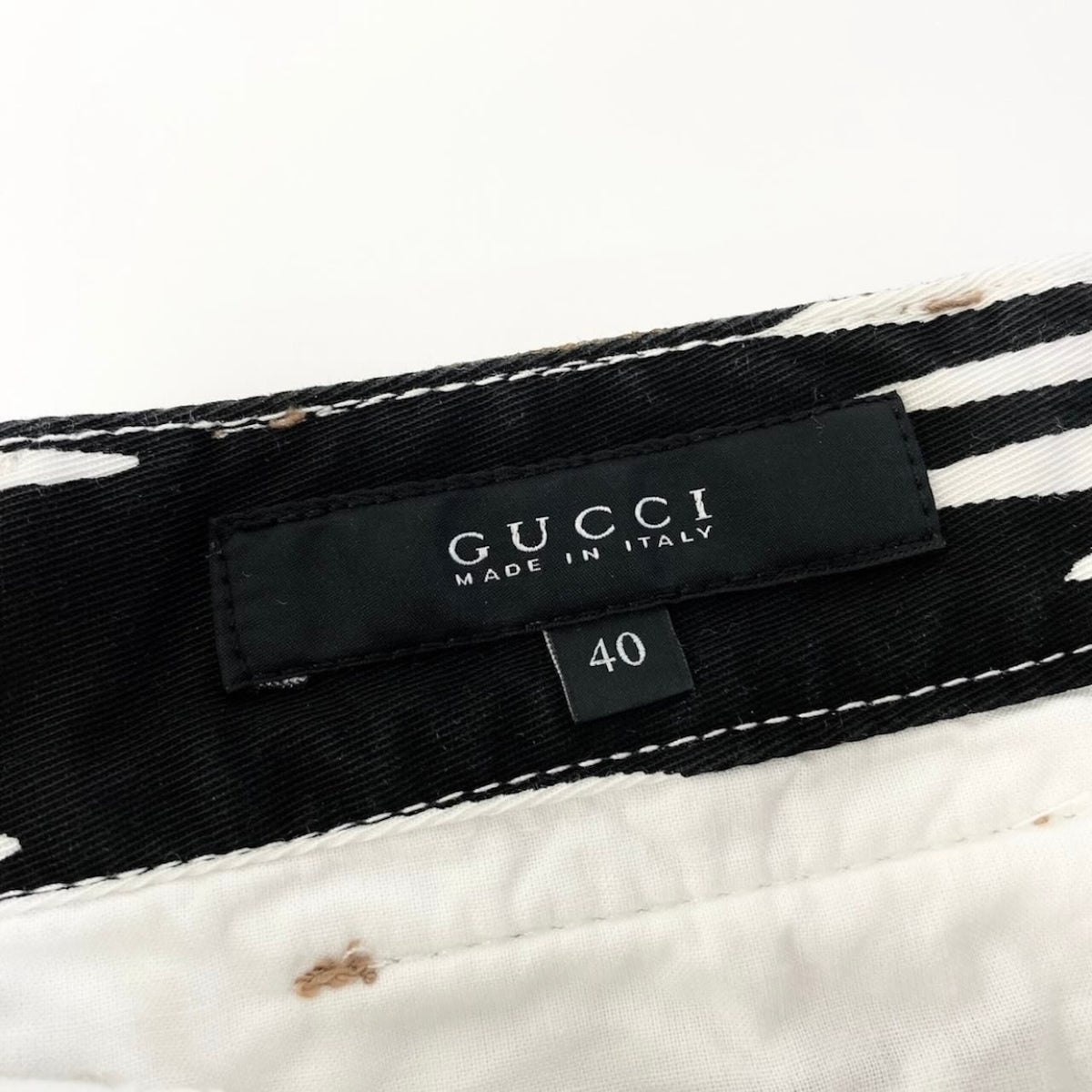 GUCCI グッチ ゼブラストライプ柄 ブラック ホワイト コットン / ポリウレタン ストレッチパンツ レディース B