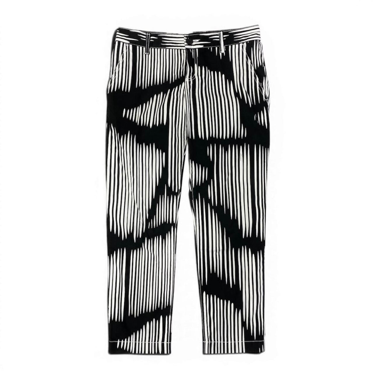 GUCCI グッチ ゼブラストライプ柄 ブラック ホワイト コットン / ポリウレタン ストレッチパンツ レディース B