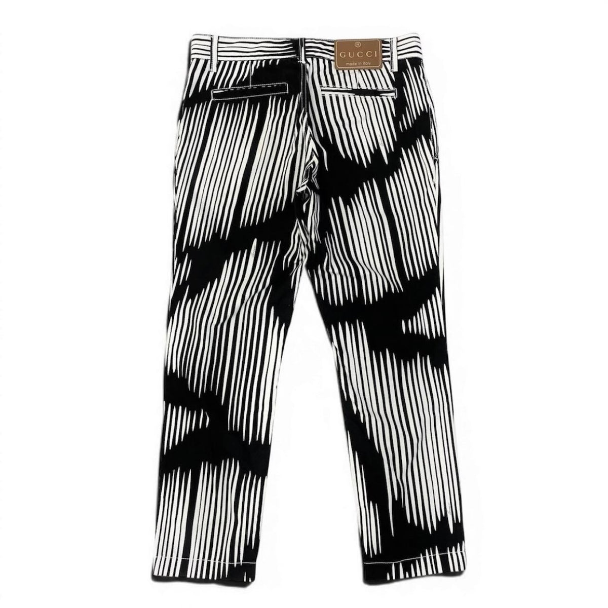 GUCCI グッチ ゼブラストライプ柄 ブラック ホワイト コットン / ポリウレタン ストレッチパンツ レディース B