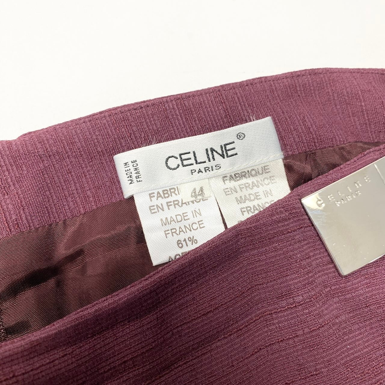 CELINE セリーヌ ミディ丈 レッド バーガンディ アセテート / ビスコース ラップスカート レディース AB