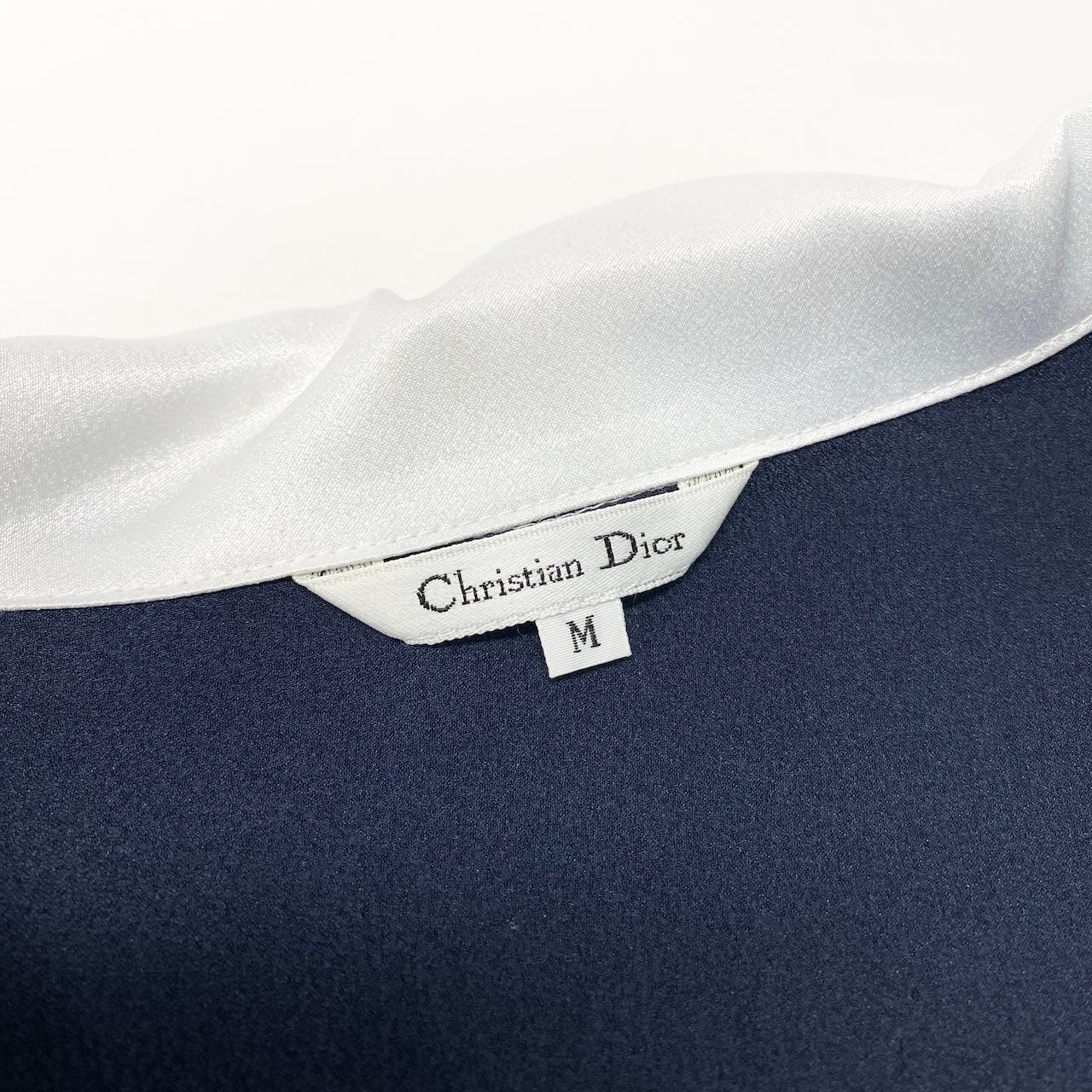 Christian Dior クリスチャンディオール ヴィンテージ ロゴ刺繍 ロングシャツワンピース ネイビー ポリエステル ワンピース レディース AB