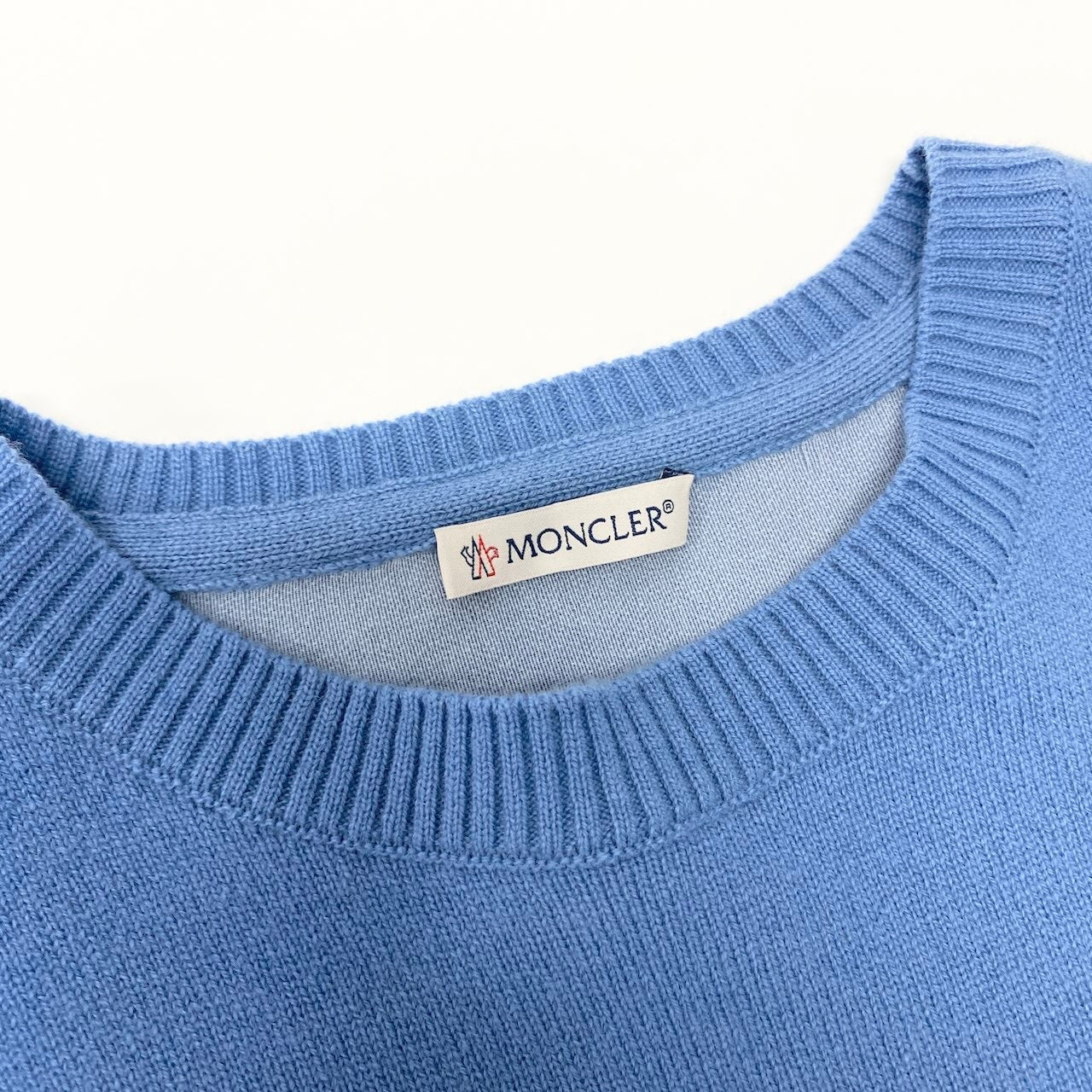MONCLER モンクレール カシミア混 ブルー グレー ウール / カシミヤ 半袖セーター レディース AB
