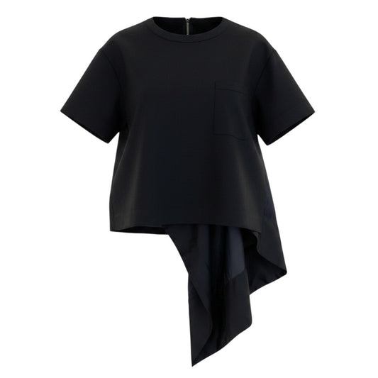 Sacai サカイ 21SS Suiting Mix Pullover 半袖 トップス ブラック ポリエステル / ウール 21-05650 カットソー レディース AB