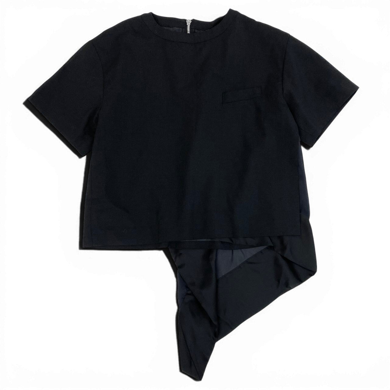 Sacai サカイ 21SS Suiting Mix Pullover 半袖 トップス ブラック ポリエステル / ウール 21-05650 カットソー レディース AB