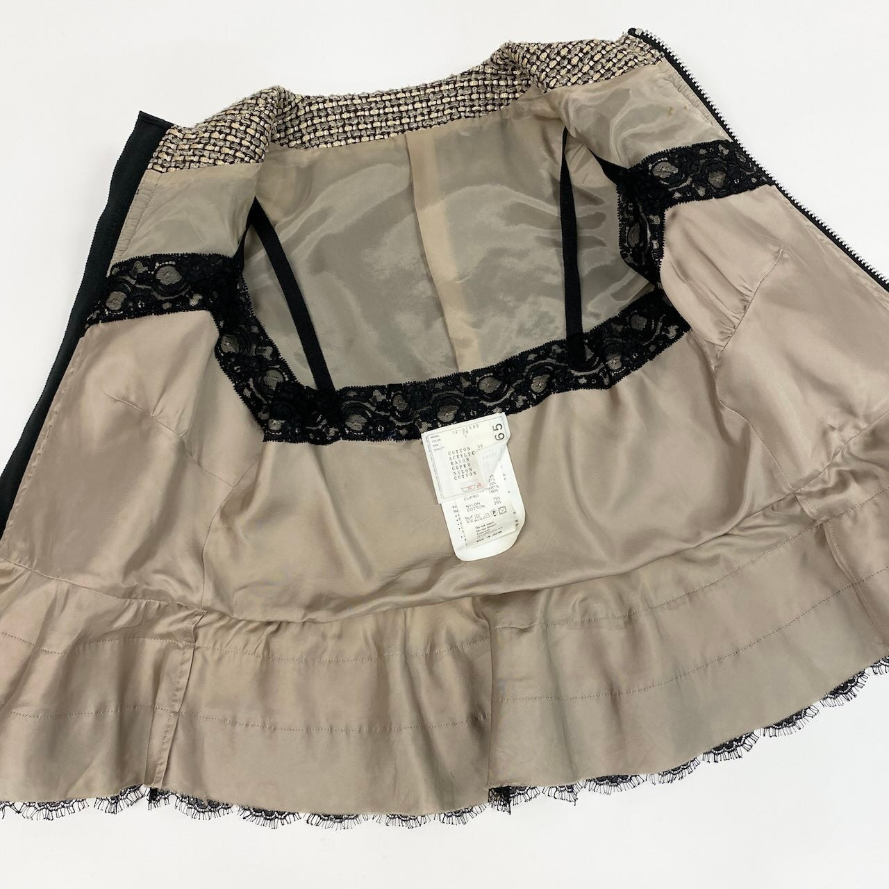 Sacai サカイ ツイードジャケット 切替デザイン ブラウン コットン / アクリル / レーヨン 12-01565 ノーカラージャケット レディース BC