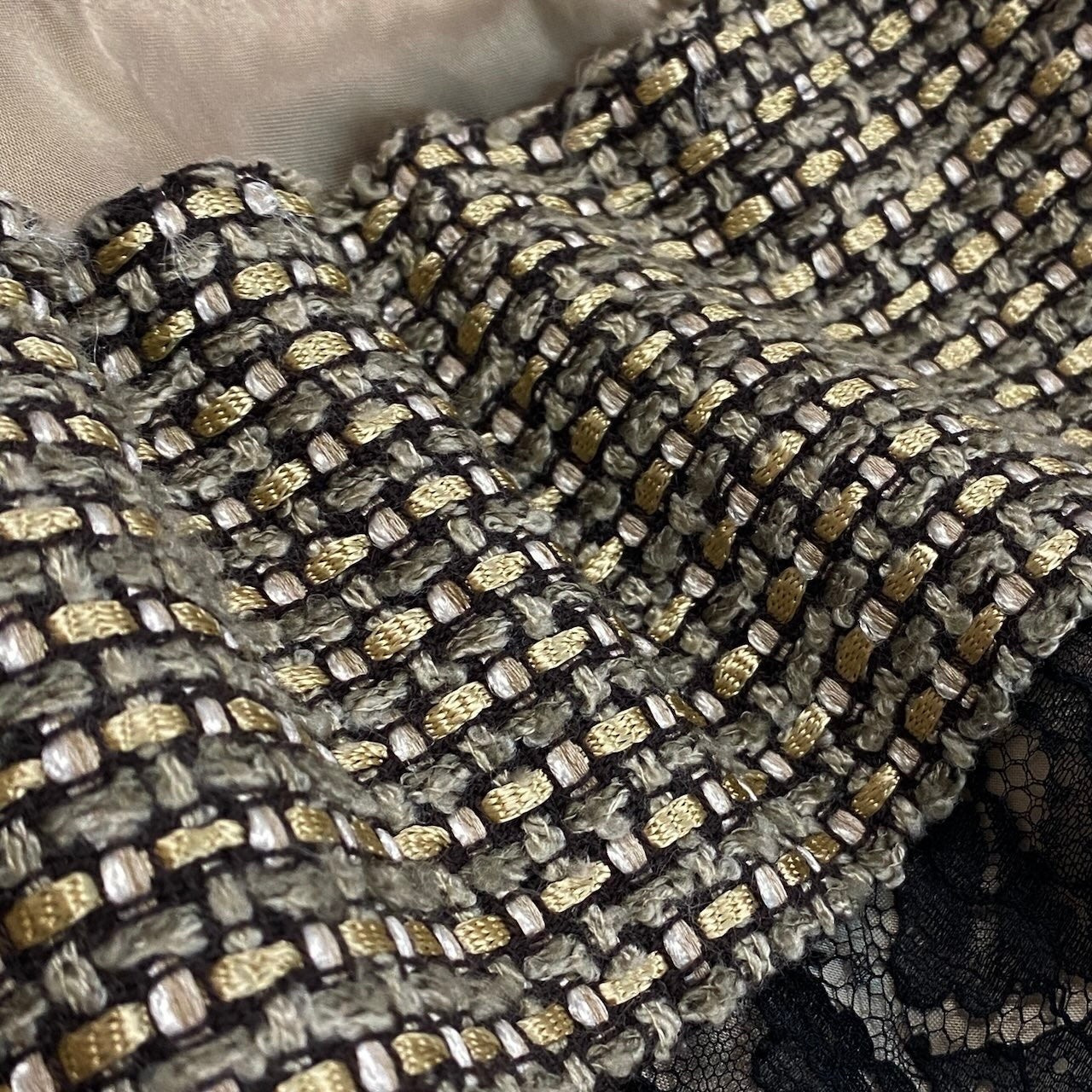 Sacai サカイ ツイードジャケット 切替デザイン ブラウン コットン / アクリル / レーヨン 12-01565 ノーカラージャケット レディース BC